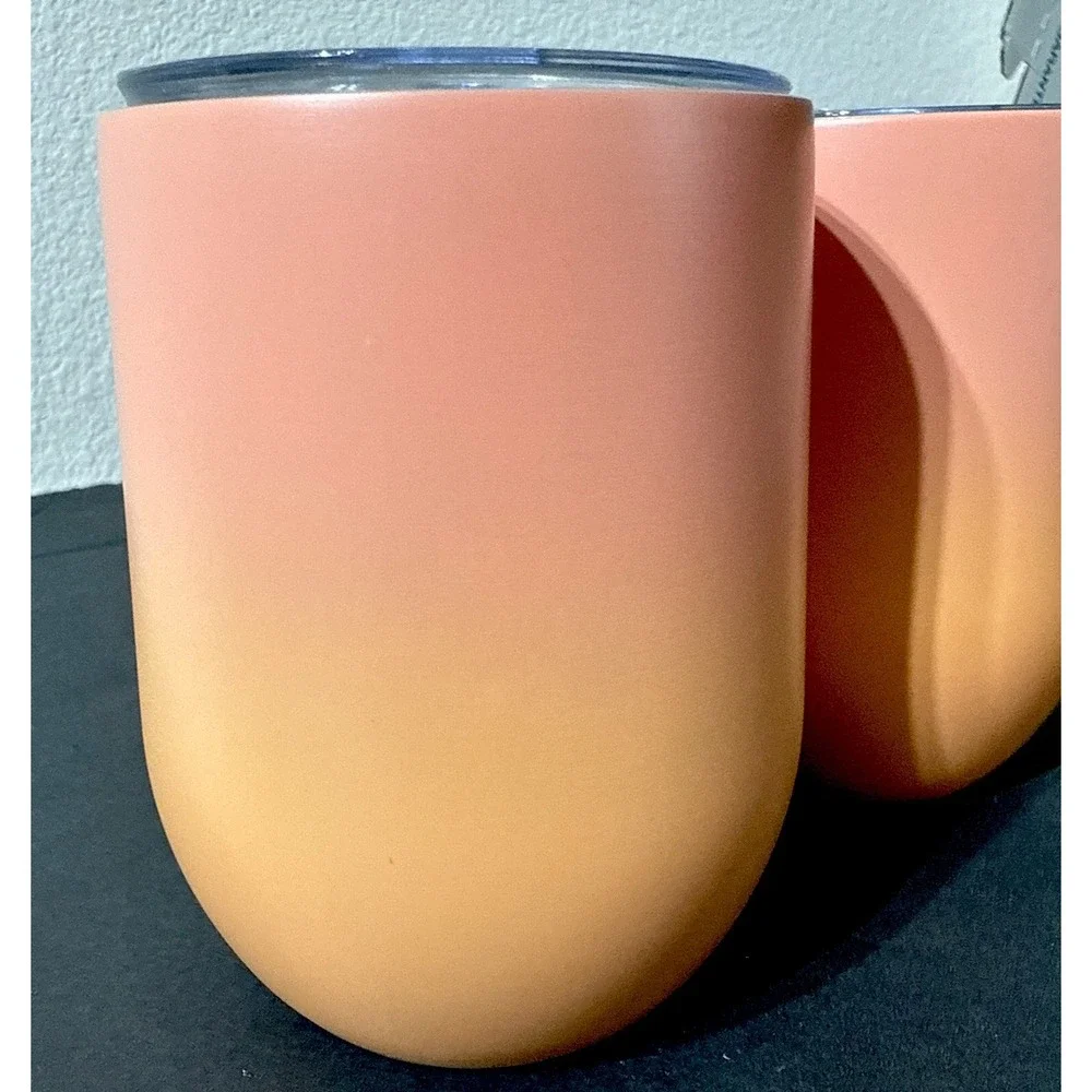 Pier 1 Stainless Steel Insulated Tumbler Lidded To Go Set Of 2‎ Peach 14 Oz